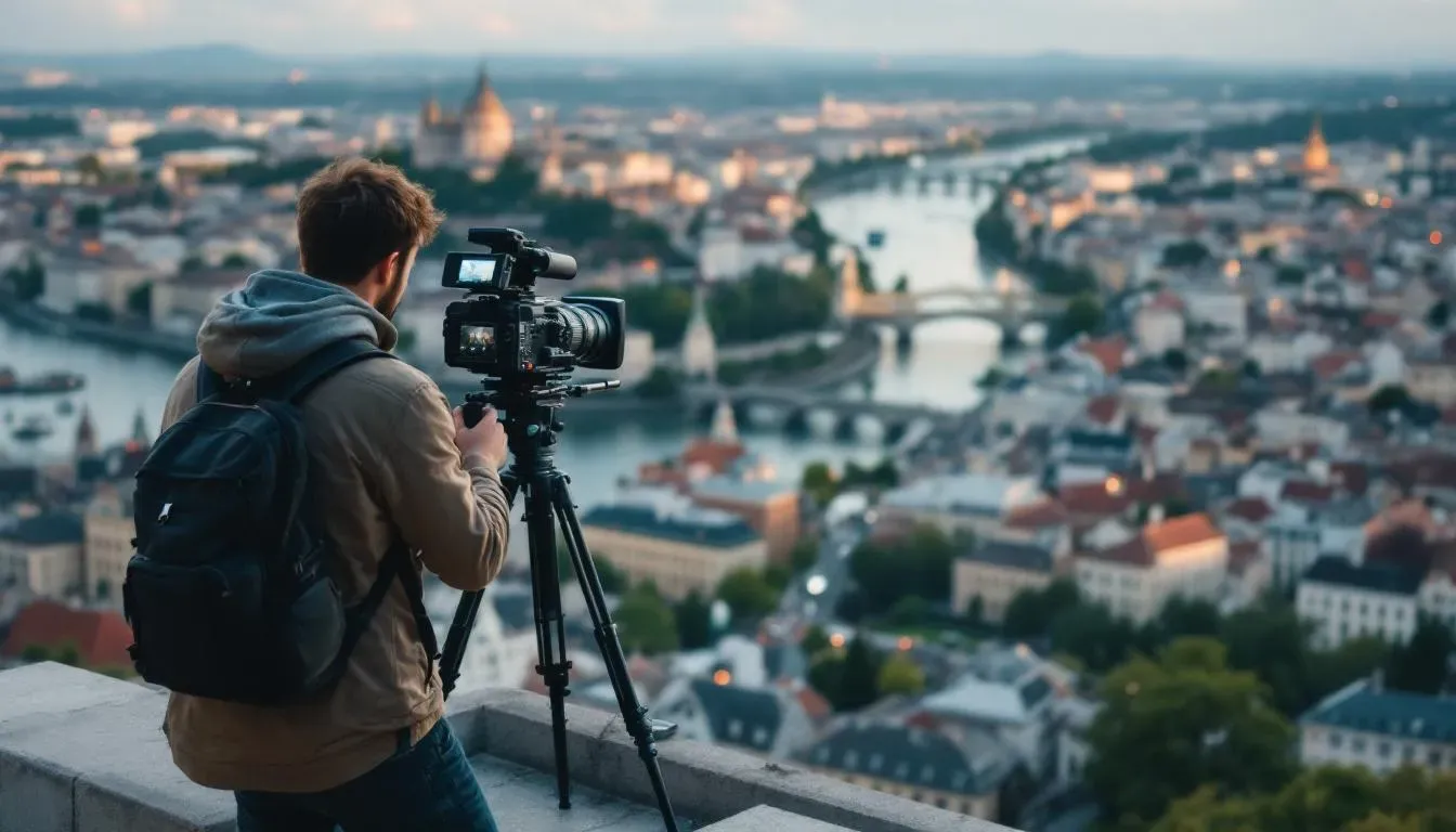 Rooftop filming production in Budapest